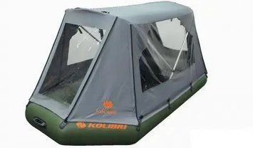 Тент-палатка Kolibri K-290T сірого кольору для надувних ПВХ човнів, водонепроникна, з легкою установкою та сумкою в комплекті 33.234.0.35 фото