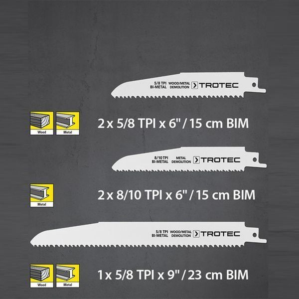 Полотна Trotec 5 штук BIM 150/230 мм для дерева и металла 1.7 мм DAS302822 фото