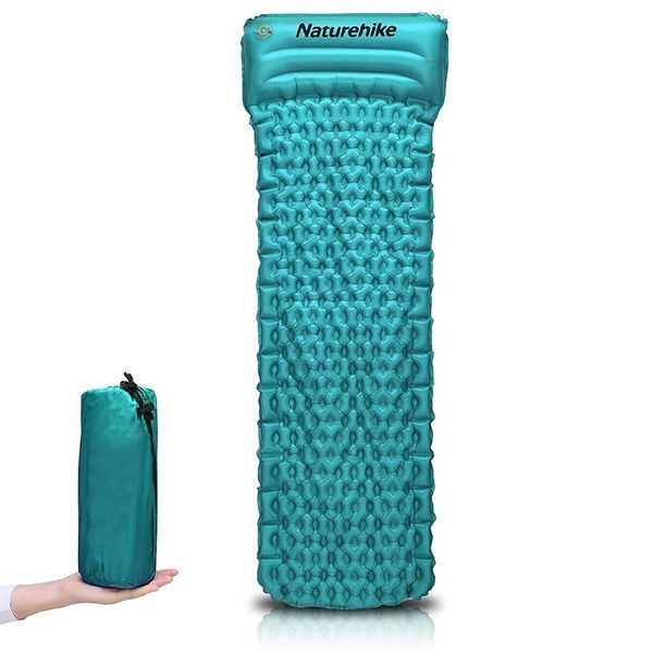 Одинарный надувной матрац с подушкой Nature Hike ULTRALIGH TPU 185x54x3см. Вес 460гр синий NH17T024-T blue NH17T024-T blue фото