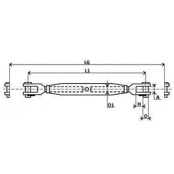 Талреп M4/M5/M6/M8/M10/M12/M14 з нержавіючої сталі Оскулати M14 для натягнення такелажу SWL 4300 кгс Італія 07.192.14 фото