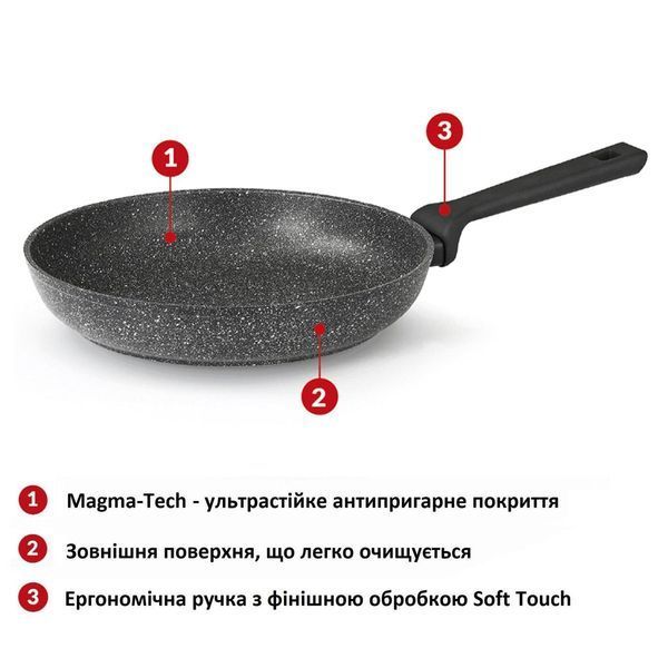 Сковорода Flonal Pietra Lavica 24 см PLIPP2480 антипригарное покрытие Magma-Tech для всех типов плит DAS301942 фото