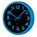 Настенные часы Technoline WT7420 Blue черные с голубыми цифрами и стрелками, кварцевые, диаметр 225 мм DAS301216 фото 2