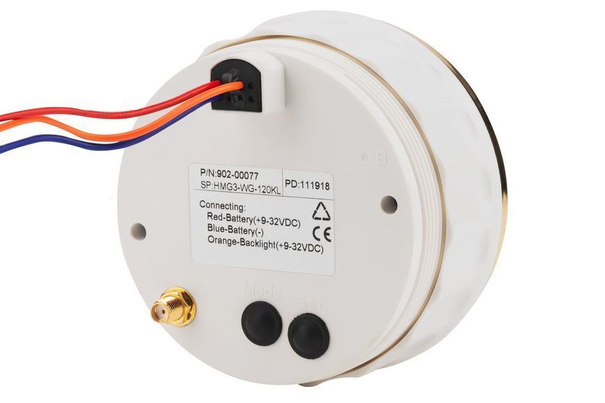 GPS спідометр для суден ECMS HMG3-WG-120KL 85мм золота рамка білий екран 0-120 км/год 902-00077 фото