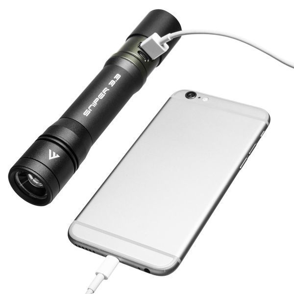 Тактичний ліхтар Mactronic Sniper 3.3 1020 Лм USB Powerbank Type-C для полювання та кемпінгу, 5 режимів, IPX6 DAS302487 фото