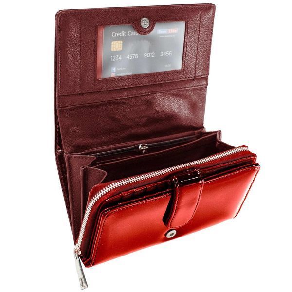 Жіночий шкіряний гаманець Semi Line RFID Червоний P8229-2 з 3 відділеннями для купюр та 12 слотами для карт з захистом DAS303119 фото