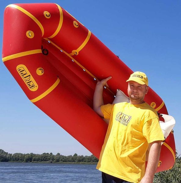 Пакрафт для рафтингу Ладья ЛП-245 Комфорт для бурхливої води з водовідливами легкий 8 кг червоний 250 кг 245 см LP-245-RK-red-yellow фото