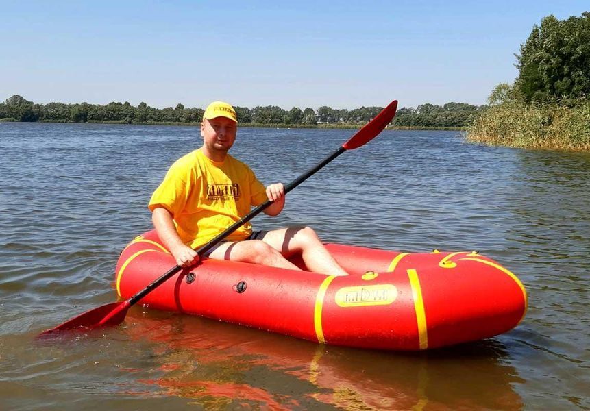 Пакрафт для рафтингу Ладья ЛП-245 Комфорт для бурхливої води з водовідливами легкий 8 кг червоний 250 кг 245 см LP-245-RK-red-yellow фото
