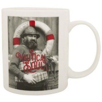 Кружка Nautical Soul Red керамика белый Batela с изображением моряка 9.5 см для микроволновки TY7070 фото