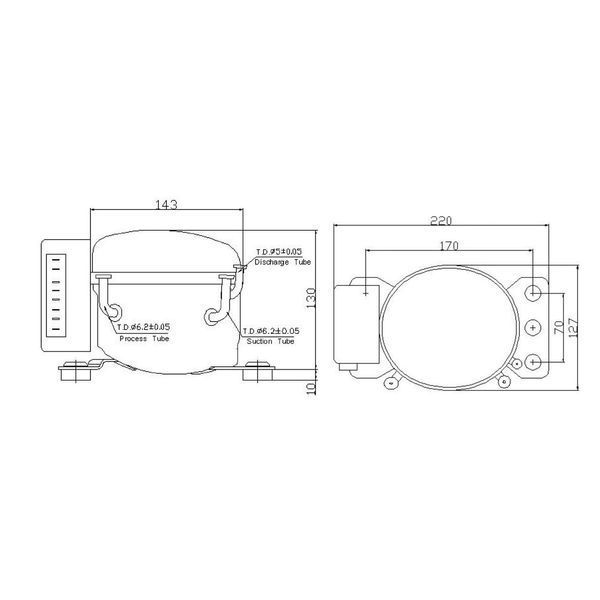 Компрессор для автохолодильника Anuodan ZH45G 12/24 Вольт R-134a мощность 12V/24V ANZH45G фото