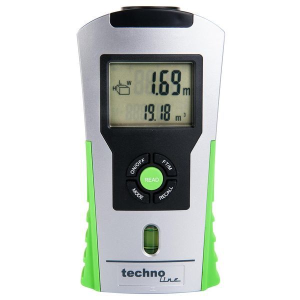Ультразвуковий дальномер Technoline WZ1100 Silver/Green до 16 м похибка 1% бульбашковий рівень лазерна указка DAS301828 фото