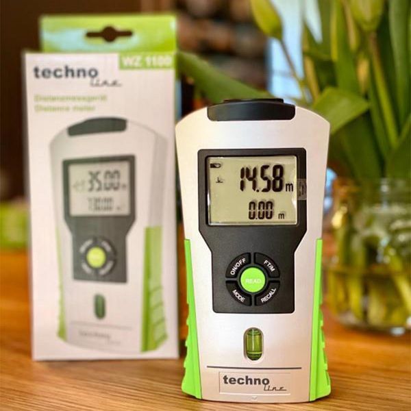 Ультразвуковий дальномер Technoline WZ1100 Silver/Green до 16 м похибка 1% бульбашковий рівень лазерна указка DAS301828 фото