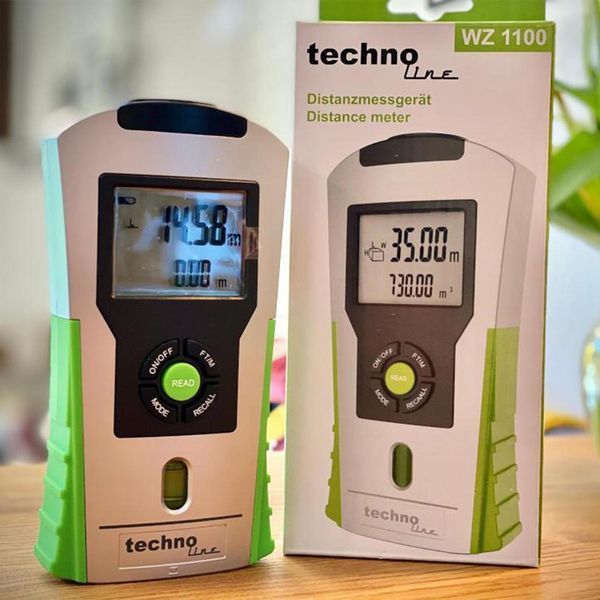 Ультразвуковий дальномер Technoline WZ1100 Silver/Green до 16 м похибка 1% бульбашковий рівень лазерна указка DAS301828 фото