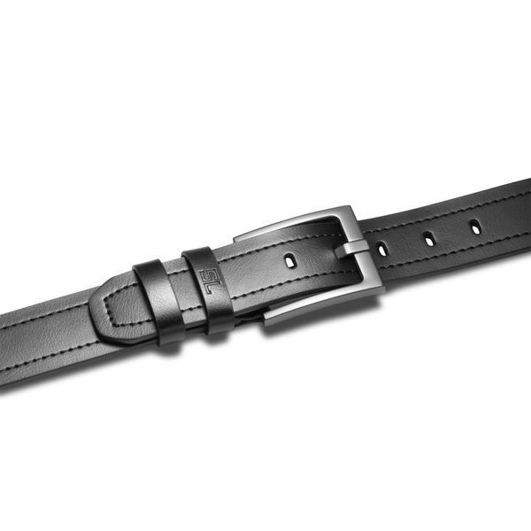 Чоловічий шкіряний ремінь Semi Line Black P8236-0 M ширина 4 см з пряжкою-гвіздком, натуральна шкіра для талії DAS303143 фото