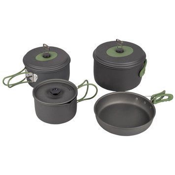 Кемпінговий посуд Bo-Camp Explorer 4 Pieces 19 анодований алюміній 2.2л до 4 осіб вага 1.15кг сірий/зелений DAS302733 фото