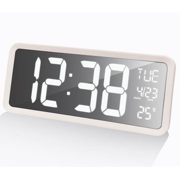 Настінні годинники Technoline WS8130 White з LED дисплеєм, термометром і календарем білі 340x130 мм DAS302711 фото