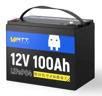 Акумулятор літій-залізо-фосфатний WATTCycle LiFePO4 12V 100 Ah 1280Wh BMS50/100A потужність 1280 Вт&middot;год тривалість 5000+ циклів 123000701 фото
