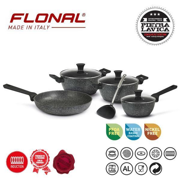 Набір cookware Flonal Pietra Lavica 8 шт. PLISET08PZ з антипригарним покриттям Magma-Tech підходить для DAS301987 фото