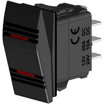 Выключатель клавишный LED подсветка водонепроницаемый Sunfine SF50713-3 ON-OFF-ON 4 контакта для наружного и SF50713-* фото