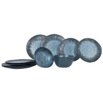 Сервиз столовый Gimex Tableware Stone меламин 12 шт. для кемпинга, темно-синий DAS303880 фото