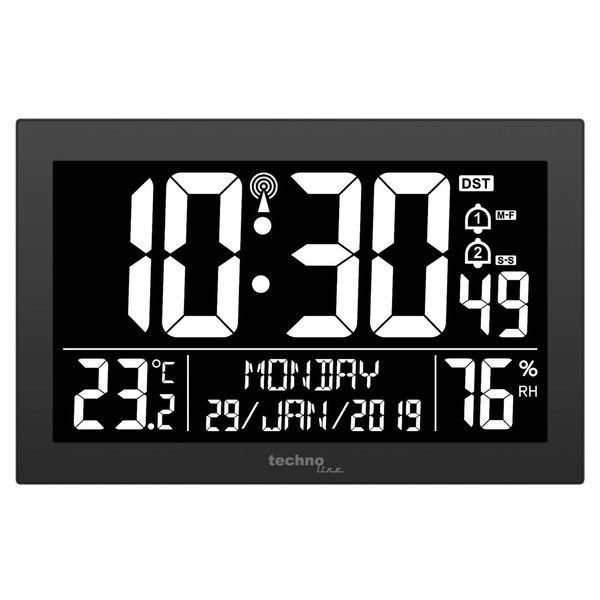 Настінні годинники Technoline WS8017 Black з підсвіткою, метеостанція, будильник, термометр і гігрометр DAS301334 фото