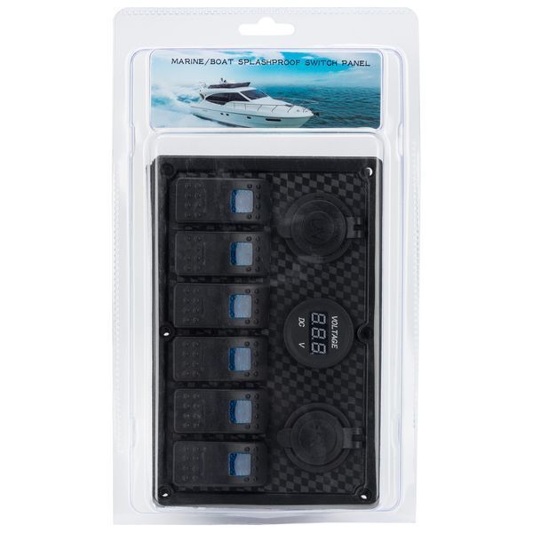Панель переключателей 12V/24V HF60-326B с 6 переключателями и двойным USB для лодки и катера HF60-326B фото