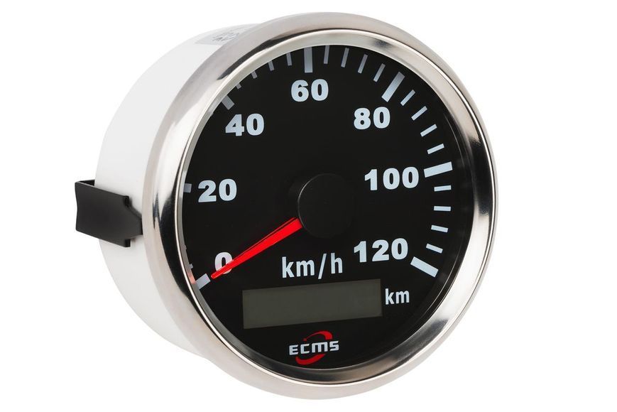 GPS спідометр ECMS чорний для човнів та катерів PMG3-BS-120KL діаметр 90 мм з оранжевим підсвічуванням 900-00079 фото