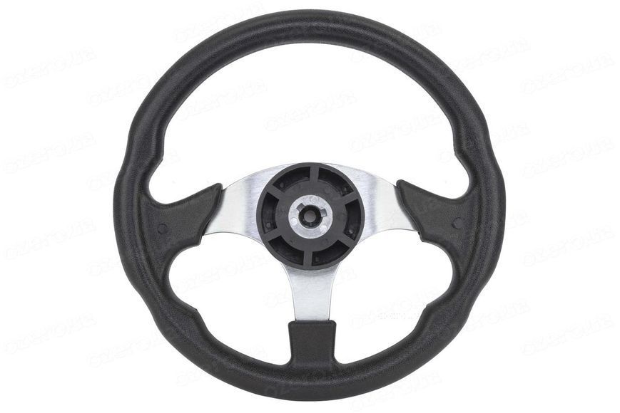 Рулевое колесо судовое для лодки и катера NAUTFLEX 161-A2 330 мм черный обод 3 спицы анодированный 161-A2 фото
