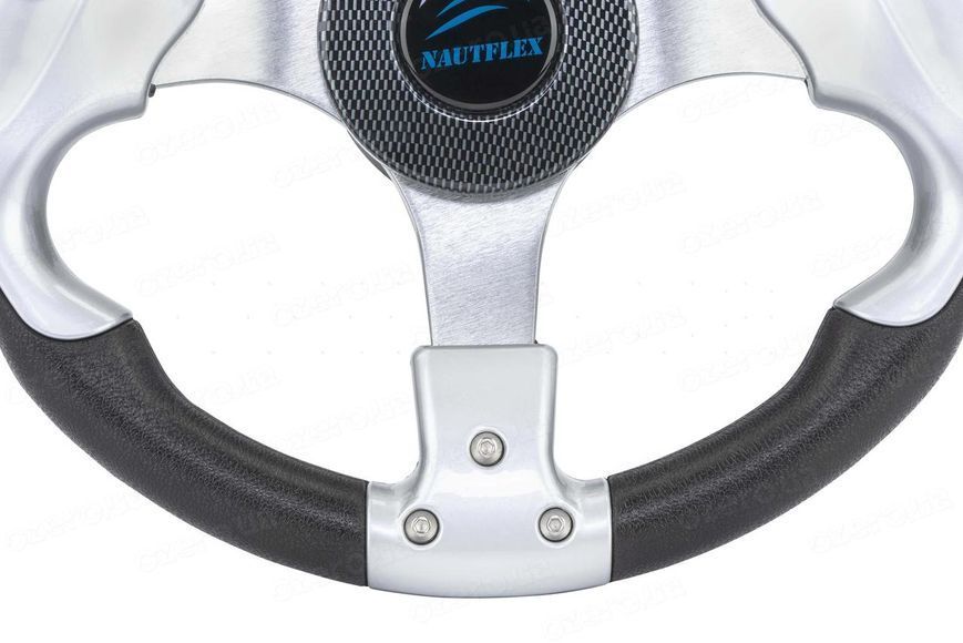 Рулевое колесо судовое для лодки и катера NAUTFLEX 161-A2 330 мм черный обод 3 спицы анодированный 161-A2 фото