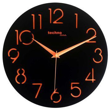Настінні годинники Technoline WT7230 Black кварцові з діаметром 290 мм, чорний циферблат, батарейне живлення DAS301309 фото