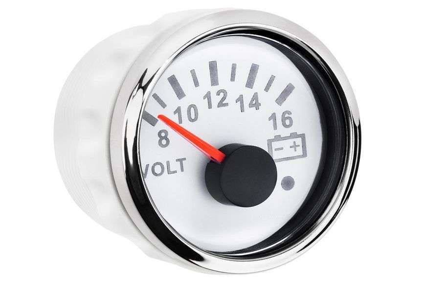 Вольтметр судовой для лодки и катера I GAUGE 52MM с белым LED дисплеем 8-16В функция предупреждения WKVOW-90W816 фото