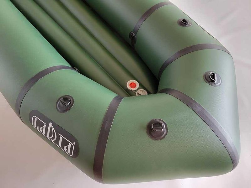 Надувний пакрафт Ладья ЛП-245 Каяк Комфорт Green Plus для риболовлі, вага 7.1 кг, вантажопідйомність 250 кг ЛП-245 Комфорт Green Plus фото